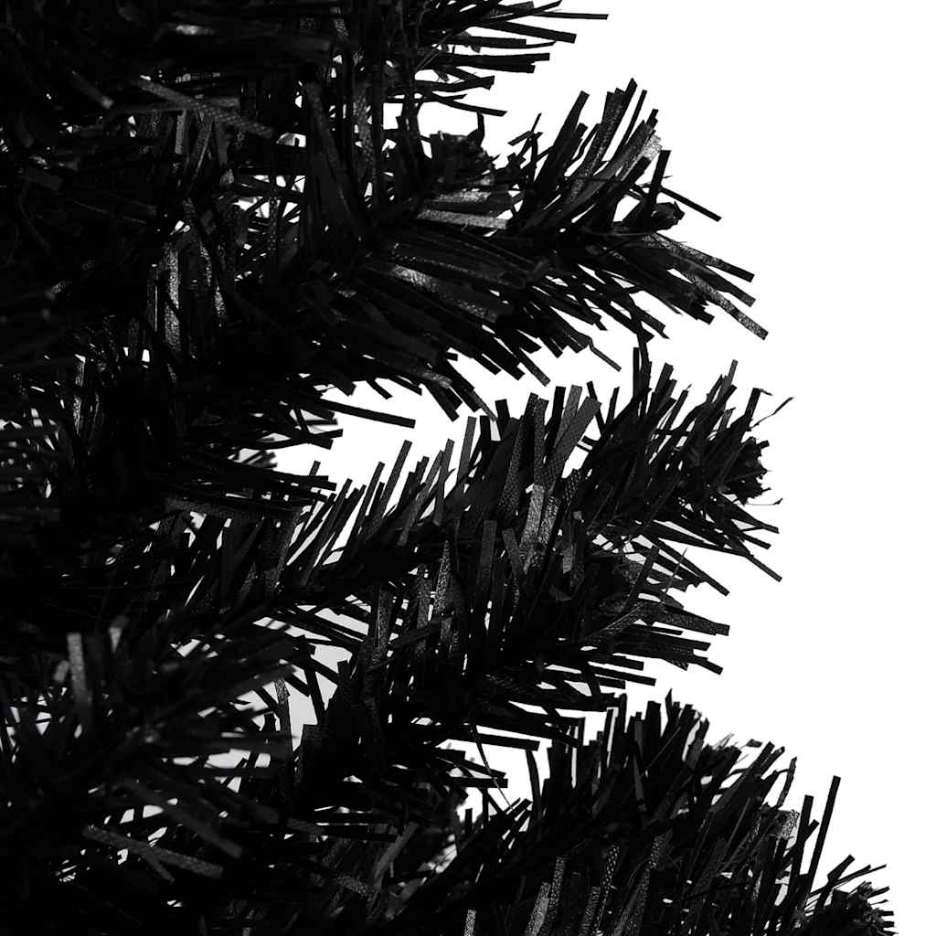 Kunstigt Juletræ Med Lys Og Kuglesæt 150 Cm PVC Sort - Billede 4
