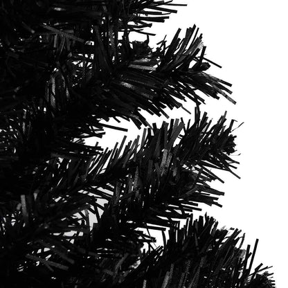 Kunstigt Juletræ Med Lys Og Kuglesæt 150 Cm PVC Sort - Billede 4