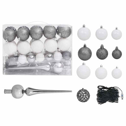 Kunstigt Juletræ Med Lys Og Kuglesæt 150 Cm PVC Sort - Billede 7