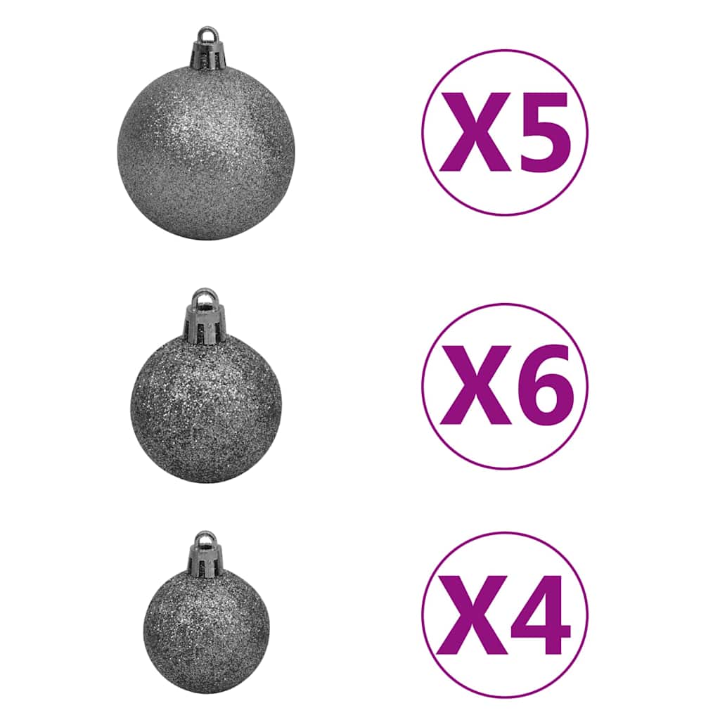 Kunstigt Juletræ Med Lys Og Kuglesæt 150 Cm PVC Sort - Billede 8