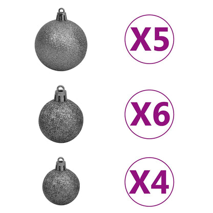 Kunstigt Juletræ Med Lys Og Kuglesæt 150 Cm PVC Sort - Billede 8