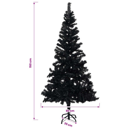 Kunstigt Juletræ Med Lys Og Kuglesæt 150 Cm PVC Sort - Billede 15