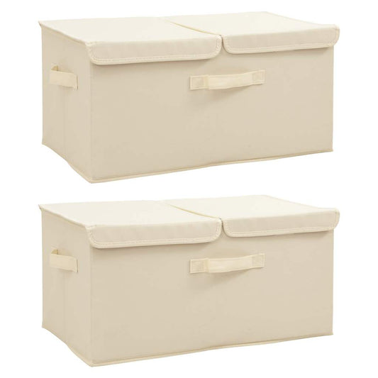 Opbevaringskasser 2 Stk. 50X30X25 Cm Stof Farvet Creme