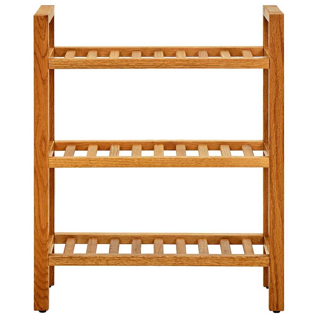 Skostativ Med 3 Hylder Massivt Egetræ - Billede 2