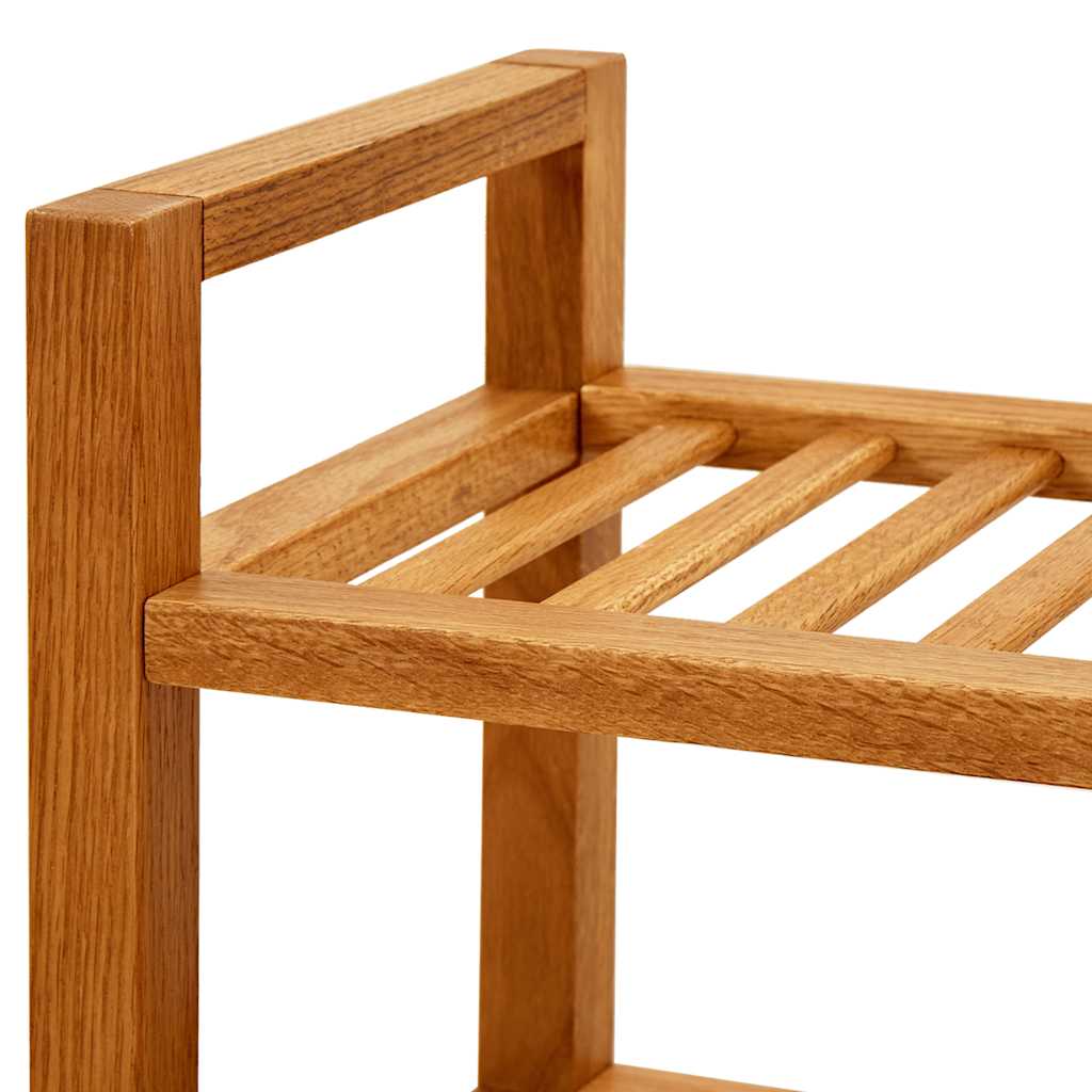 Skostativ Med 3 Hylder Massivt Egetræ - Billede 5