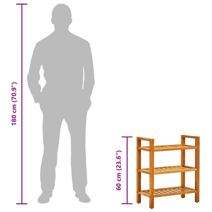 Skostativ Med 3 Hylder Massivt Egetræ - Billede 7