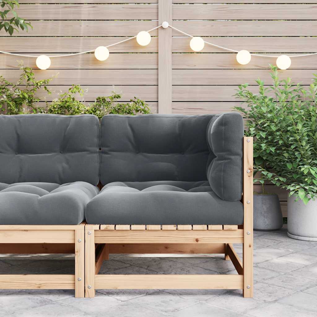 Hjørnemodul Til Havesofa Med Grå Hynder Massivt Fyrretræ