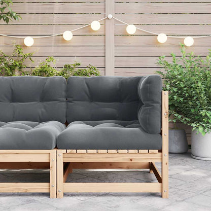 Hjørnemodul Til Havesofa Med Grå Hynder Massivt Fyrretræ
