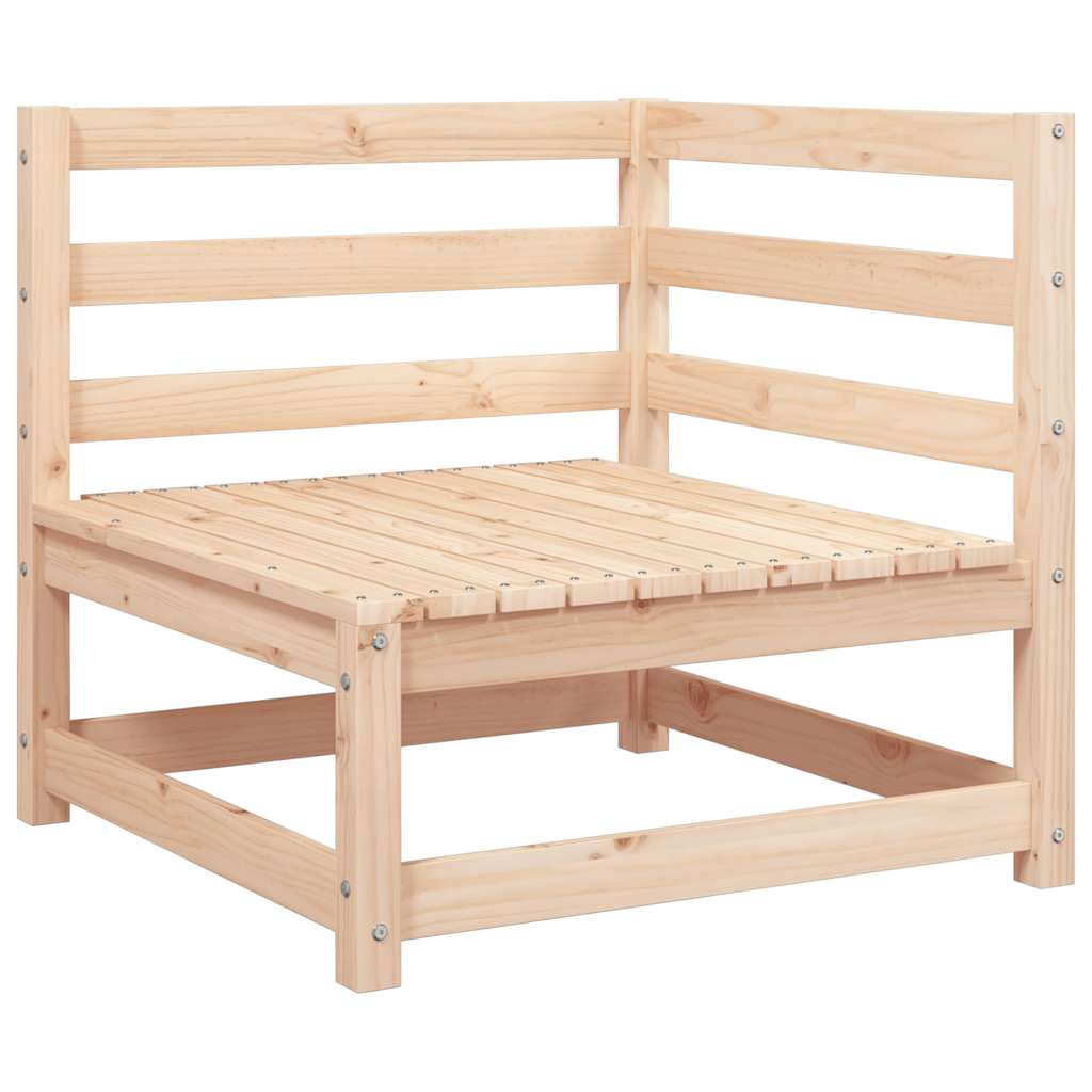 Hjørnemodul Til Havesofa Med Grå Hynder Massivt Fyrretræ