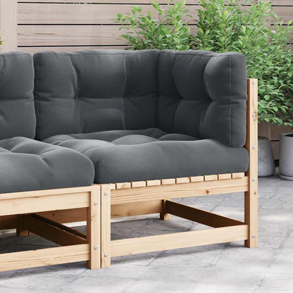Hjørnemodul Til Havesofa Med Grå Hynder Massivt Fyrretræ
