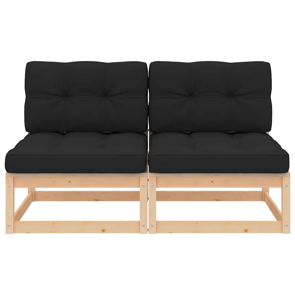 Midtermoduler Til Havesofa 2 Stk. Med Hynder Massivt Fyrretræ
