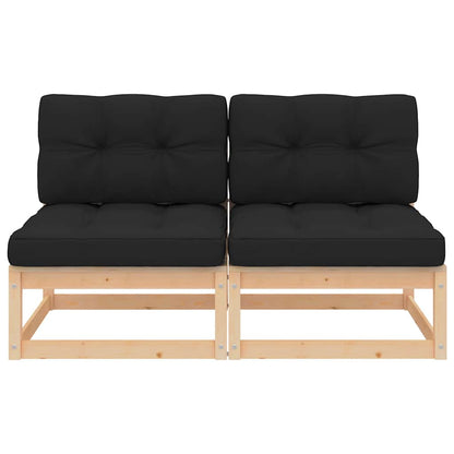 Midtermoduler Til Havesofa 2 Stk. Med Hynder Massivt Fyrretræ