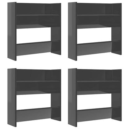 Væghængt Skoskab 2 Stk. 60x18x60cm Konstrueret Træ Grå Højglans - Billede 2