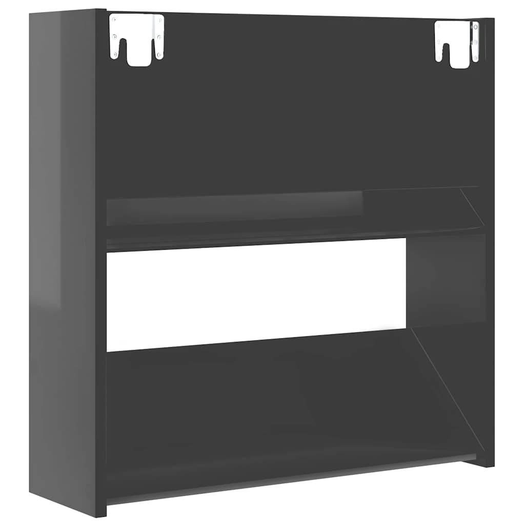 Væghængt Skoskab 2 Stk. 60x18x60cm Konstrueret Træ Grå Højglans - Billede 8