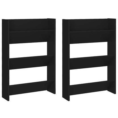 Væghængte Skoreoler 2 Stk. 60x18x90 Cm Konstrueret Træ Sort - Billede 2