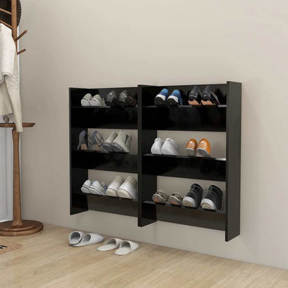 Væghængte Skoreoler 2 Stk. 60x18x90 Cm Konstrueret Træ Sort - Billede 3