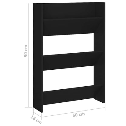 Væghængte Skoreoler 2 Stk. 60x18x90 Cm Konstrueret Træ Sort - Billede 8