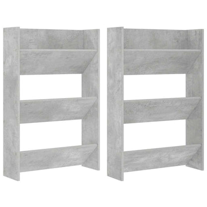 Væghængte Skoskabe 2 Stk. 60x18x90 Cm Spånplade Betongrå - Billede 2