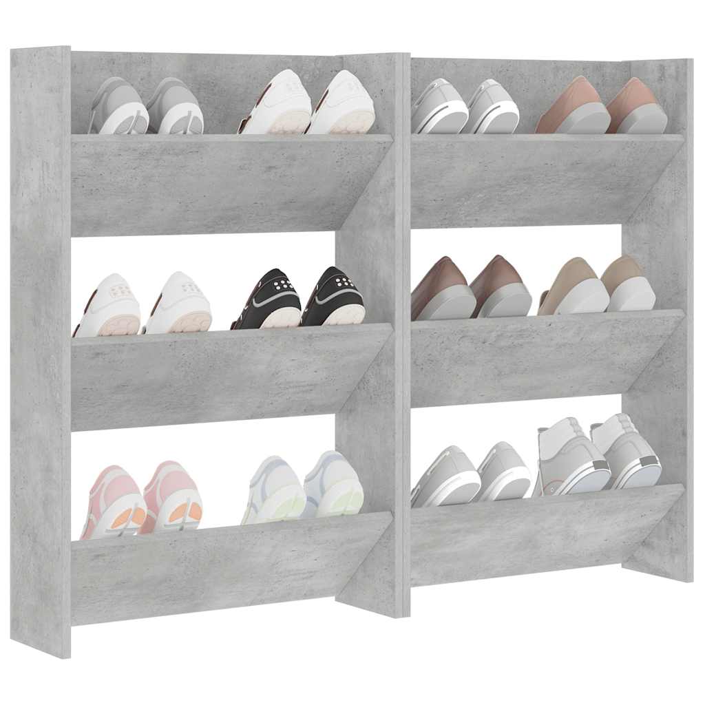 Væghængte Skoskabe 2 Stk. 60x18x90 Cm Spånplade Betongrå - Billede 4
