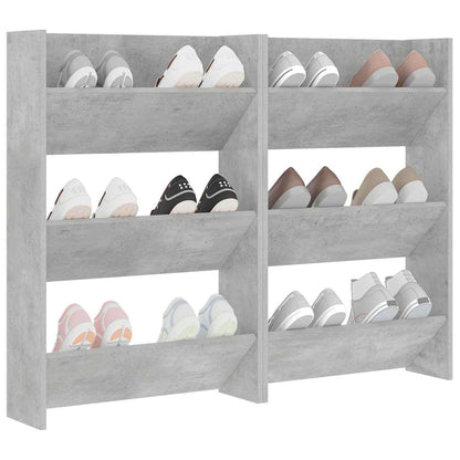 Væghængte Skoskabe 2 Stk. 60x18x90 Cm Spånplade Betongrå - Billede 4