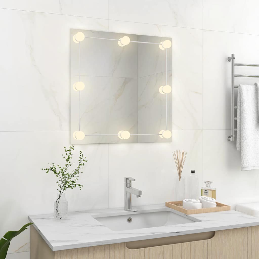Vægspejl Med Led-lys Firkantet Glas - Billede 3