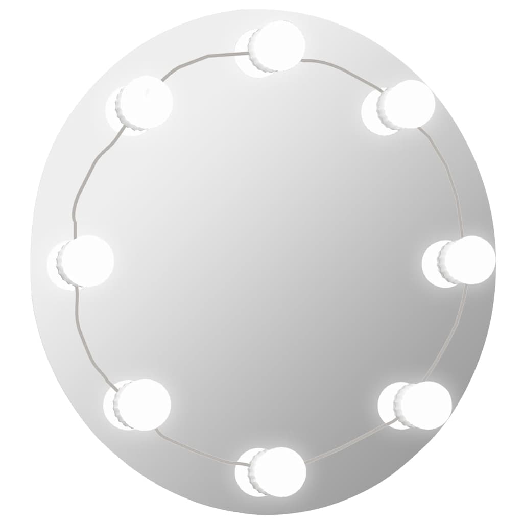 Vægspejl Uden Ramme Med Led-lys Rundt Glas - Billede 2