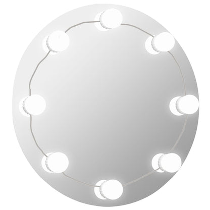 Vægspejl Uden Ramme Med Led-lys Rundt Glas - Billede 2