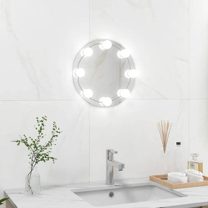 Vægspejl Uden Ramme Med Led-lys Rundt Glas - Billede 3