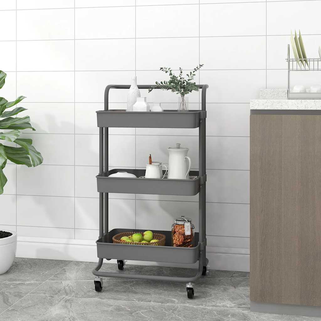 Køkkenvogn Med 3 Hylder 42x35x85 Cm Jern Og ABS - Hovedbillede
