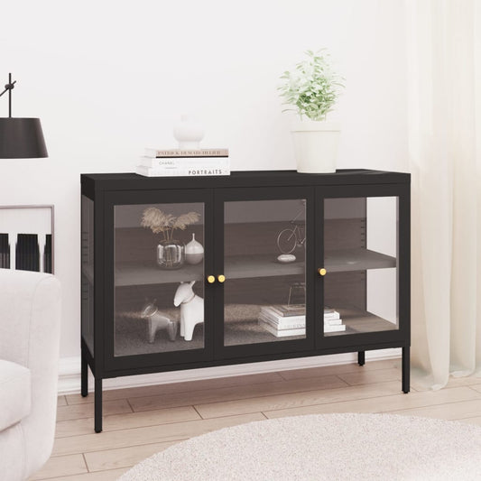 Skænk 105X35X70 Cm Stål Og Glas
