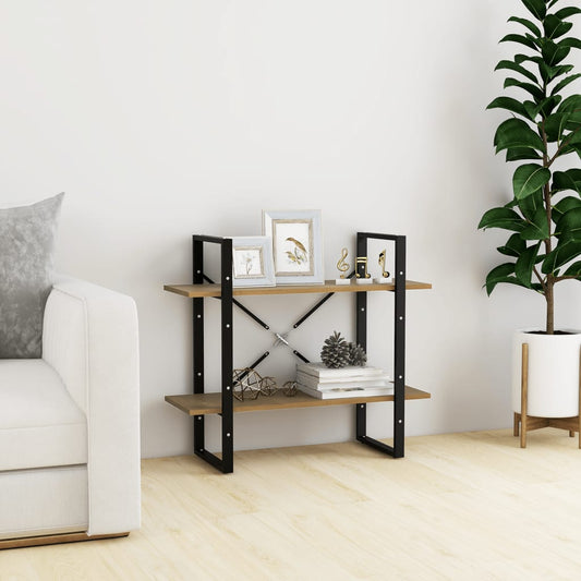 Bogreol 80X30X 2 Hylder Massivt Fyrre Fyrretræ Naturlig