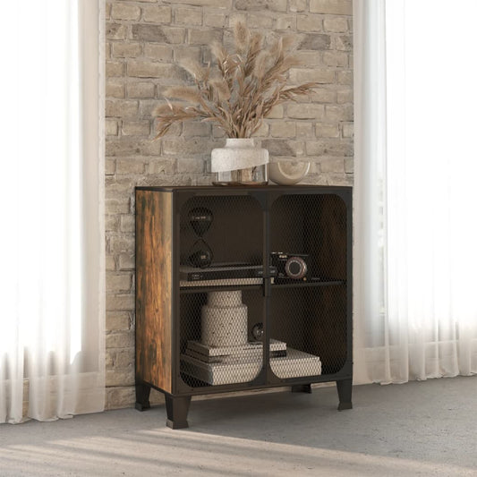 Opbevaringsskab 72X36X82 Cm Metal Og Mdf Rustikbrun