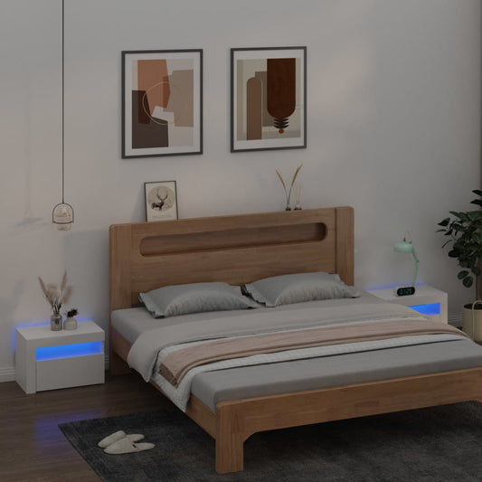 Sengeborde Med Led-Lys 2 Stk. 60X35X40 Cm