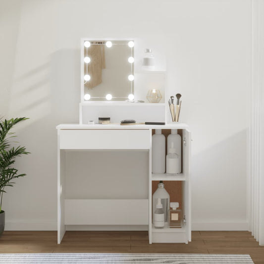 Makeupbord Med Led-Lys 86,5X35X136 Cm