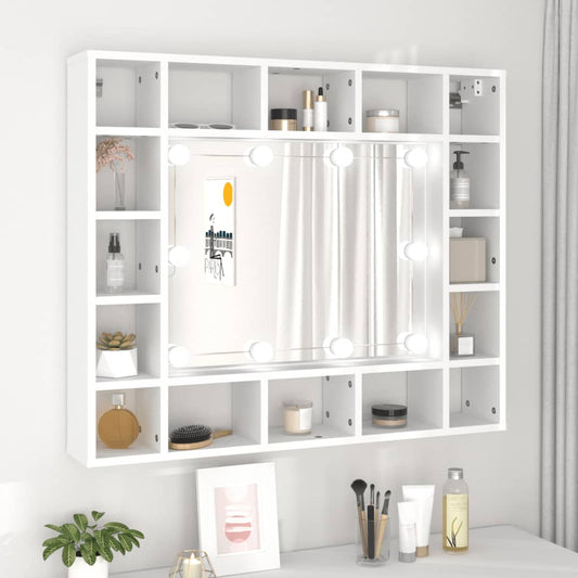 Spejlskab Med Led-Lys 91X15X76,5 Cm