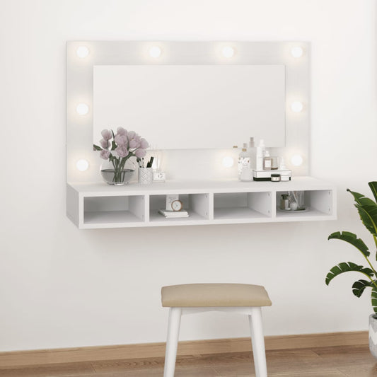 Spejlskab Med Led-Lys 90X31,5X62 Cm