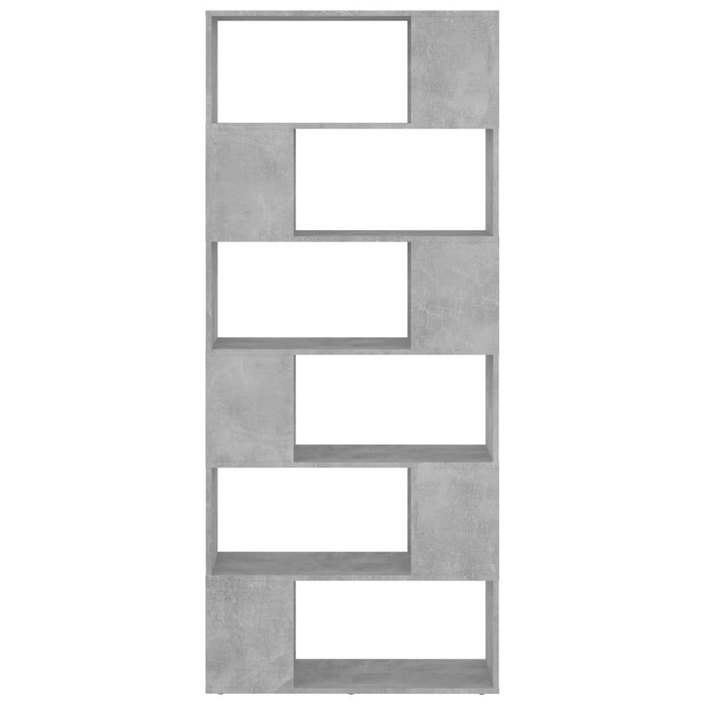 Bogreol/rumdeler 80x24x186 Cm Konstrueret Træ Betongrå - Billede 3