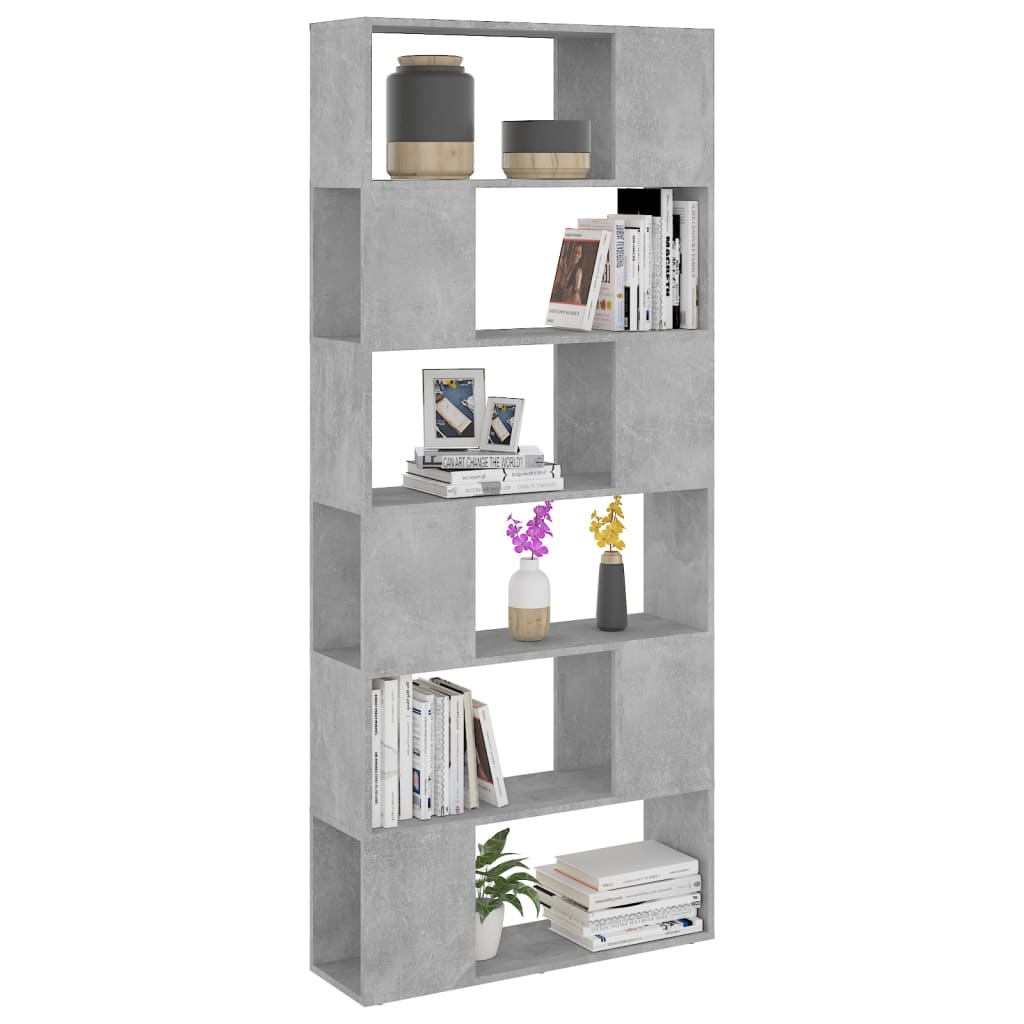 Bogreol/rumdeler 80x24x186 Cm Konstrueret Træ Betongrå - Billede 5