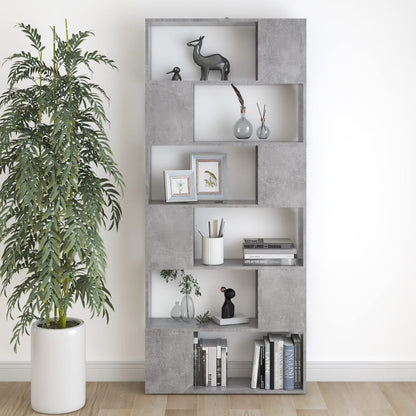 Bogreol/rumdeler 80x24x186 Cm Konstrueret Træ Betongrå - Billede 6