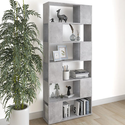 Bogreol/rumdeler 80x24x186 Cm Konstrueret Træ Betongrå - Hovedbillede
