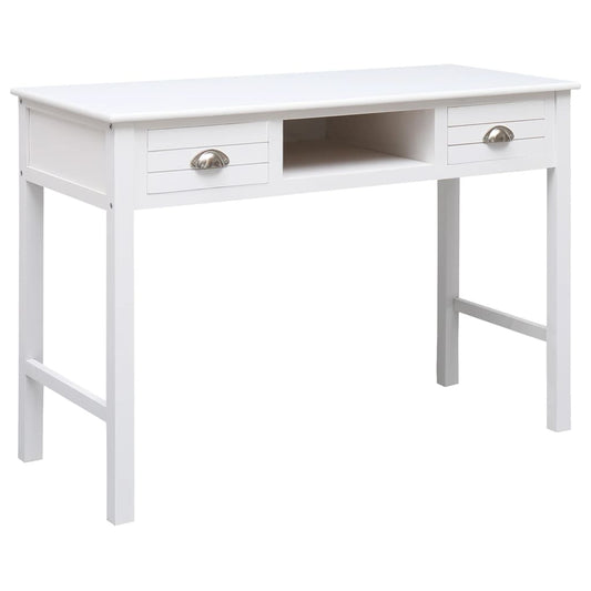 Skrivebord 108X45X76 Cm Massivt Kejsertræ Hvid