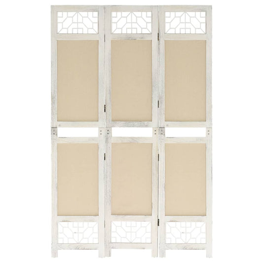 3-Panels Rumdeler Stof Cremefarvet