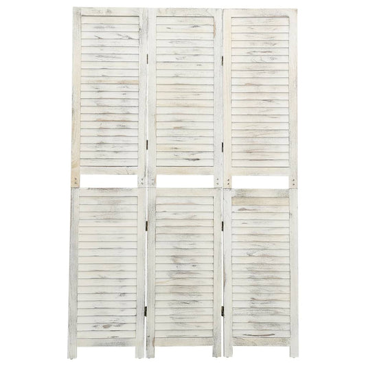 3-Panels Rumdeler Massivt Træ Antik Hvid