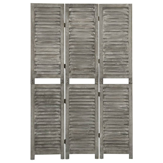 3-Panels Rumdeler 106,5X166 Cm Massivt Træ Grå