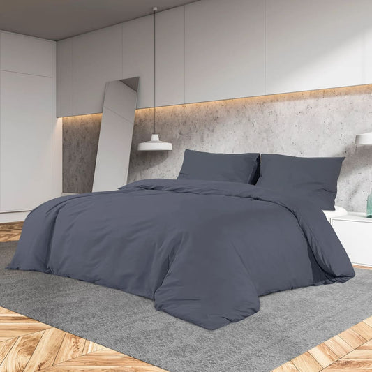 Sengetøj 200X200 Cm Bomuld Antracitgrå
