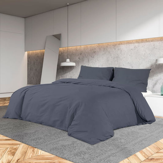 Sengetøj 200X200 Cm Bomuld Antracitgrå
