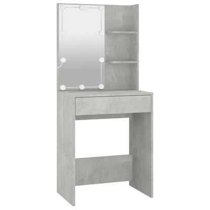 Makeupbord Med LED-lys Og 2 Skabe Konstrueret Træ - Billede 8