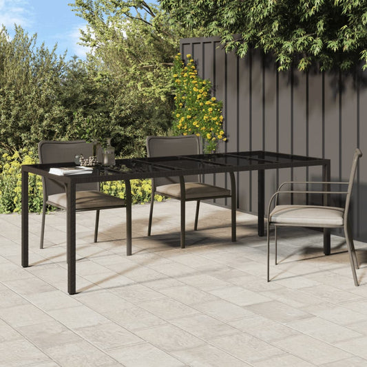 Havebord 250X100X75 Cm Hærdet Glas Og Polyrattan