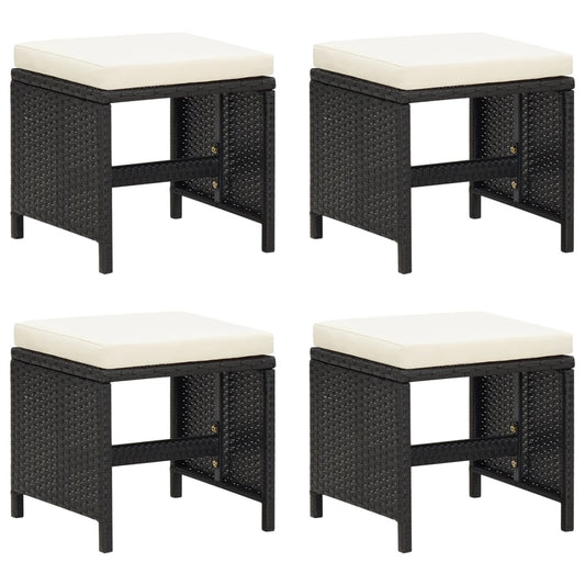 Haveskamler 4 Stk. Med Hynder Polyrattan Sort