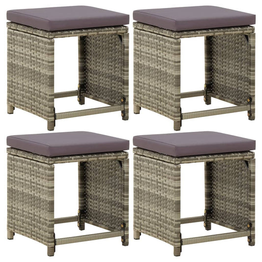 Haveskamler 4 Stk. Med Hynder Polyrattan Grå